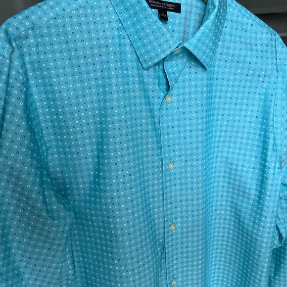 Banana Republic Men’s Teal Longsleeve Patterned Button Up Size L - Picture 3 of 12